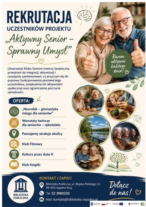 Rekrutacja uczestników projektu „Aktywny Senior – Sprawny Umysł”